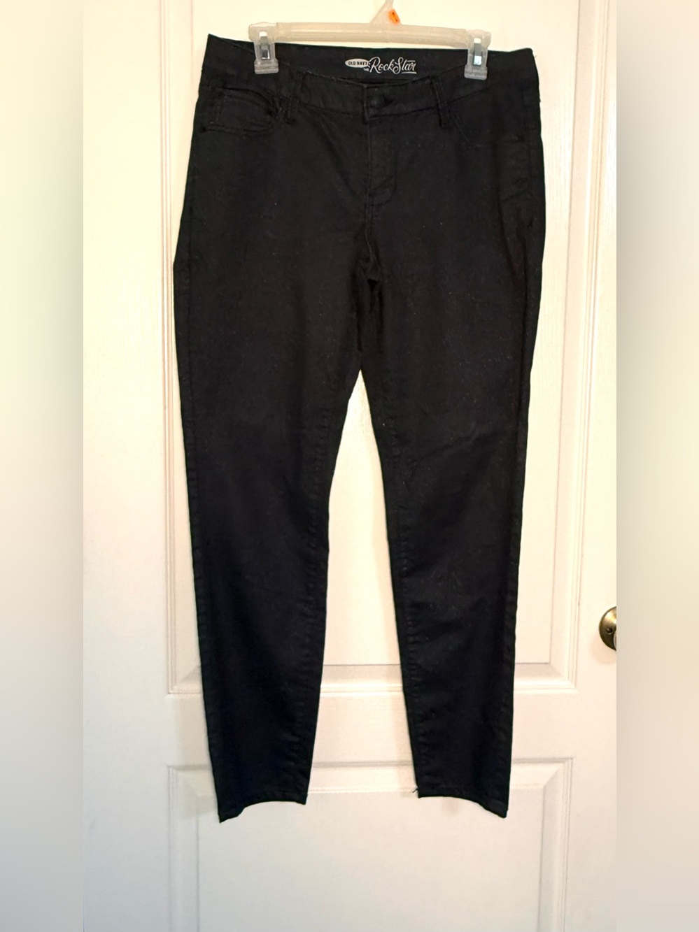 Old Navy "The Rockstar" black sparkle denim jeans size 12.